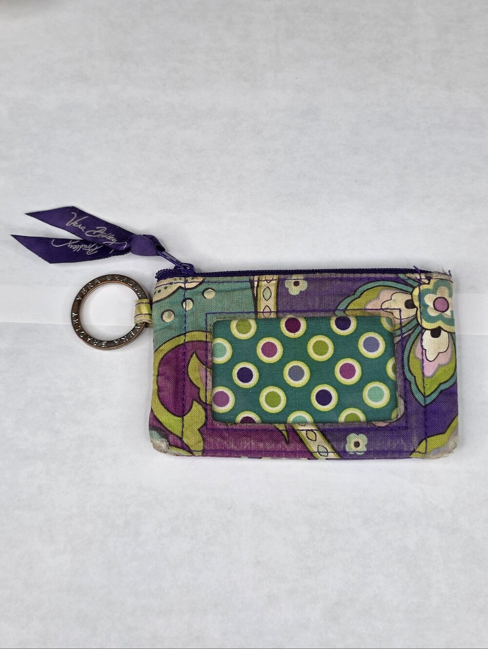 Vera Bradley Zip ID Case Vibrant Heather Paisley in Premium Cotton